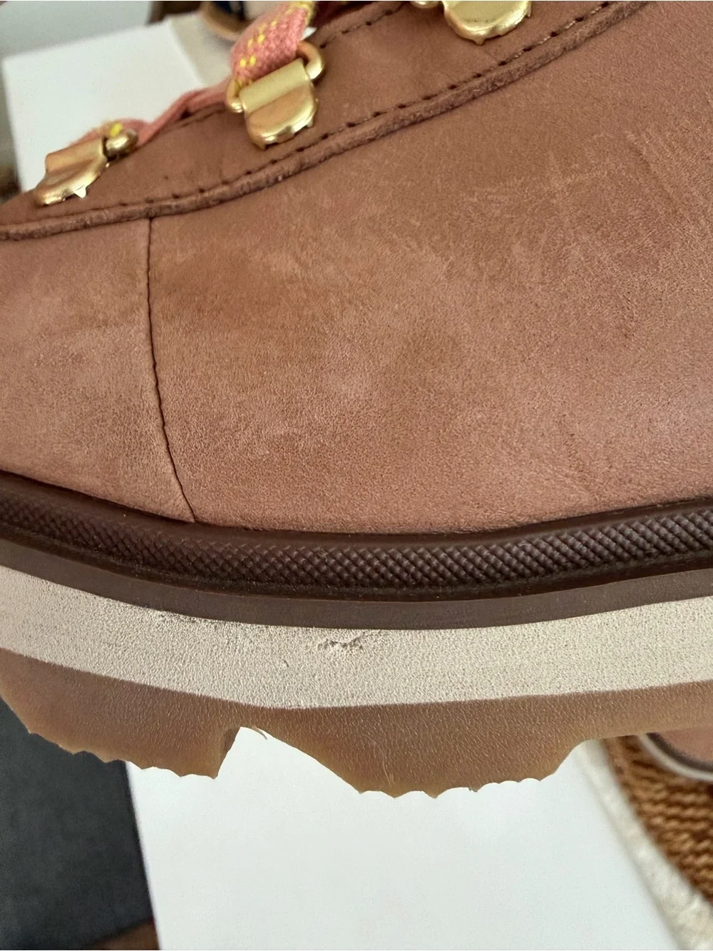 New Women’s Sorel Tan  Leather Lennox Waterproof Hikers No Box 8 1/2